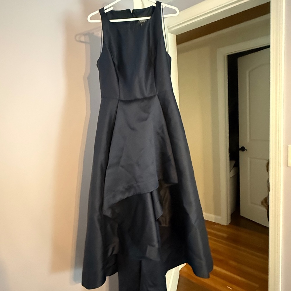 Adrianna Papell Midnight color. Adrianna Papell Women's Mikado High Low Gown